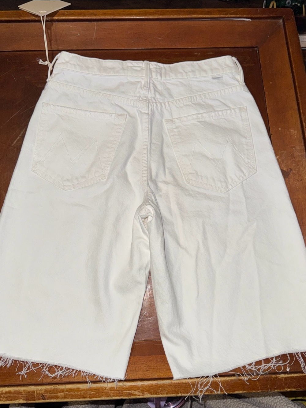 Mother Superior The Maven Bermuda Fray Jean Shorts Size 27 White Denim New - Picture 3 of 10